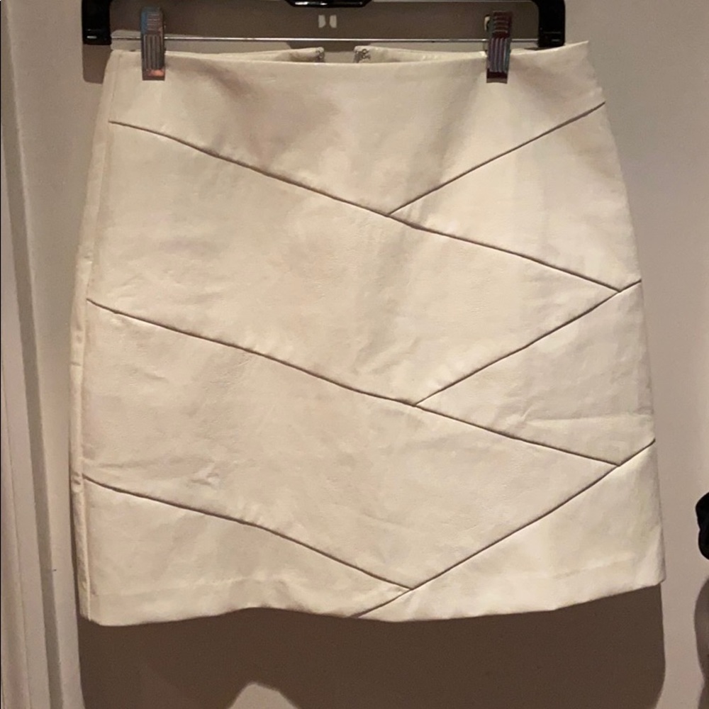 MinkPink white leather pencil skirt